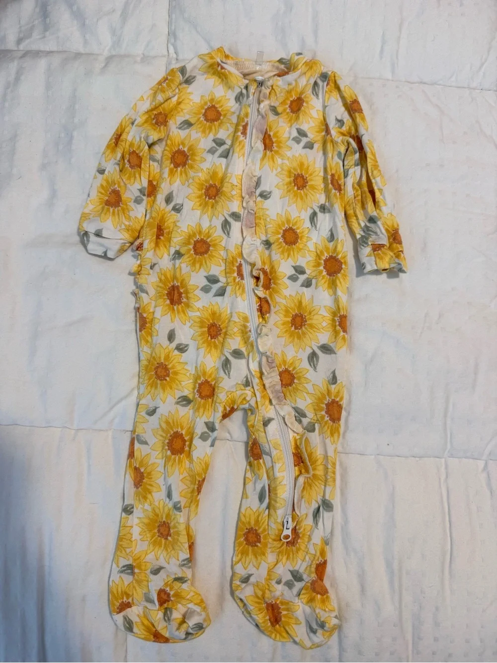 Milkberry Sunflower-Print Yellow Footed One-Piece Pajamas